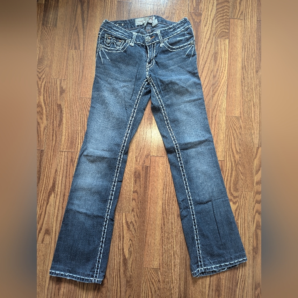 #91 - Laguna Beach Classic Blue Boot Cut Jeans with Contrast Stitching